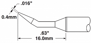 Картридж-наконечник для СV/MX, конус изогнутый, 30° 0.4х16мм (замена STTC-040)