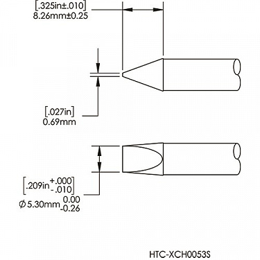 Картридж-наконечник для СV/MX-HTD, клин, 5.3х8.3мм (замена HTC-7CH0053S)